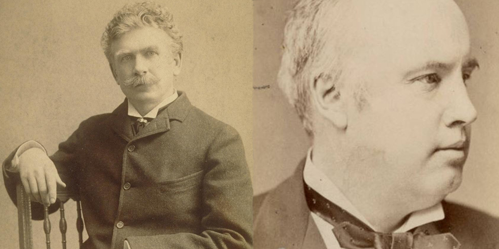 Ambrose Bierce (Left) had an intellectual kinship with the orator and freethinker Robert Green Ingersoll (Right). Courtesy of Bancroft Library, University of California, Berkeley and Indiana Memory.