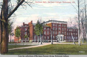 Earlham Hall, postcard, 1916, Morrison-Reeves Library, Digital Collection, accessed Indiana Memory.