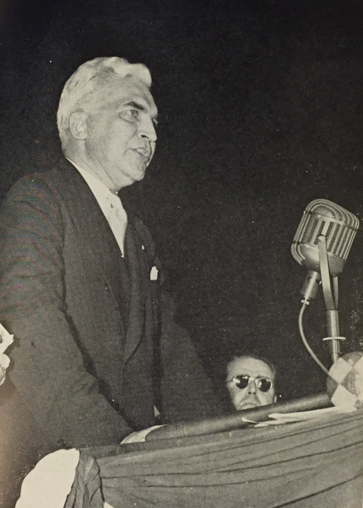McNutt speaking before delegates of the 1940 Presidential Election. After Roosevelt decided to run for a third term, McNutt withdrew his consideration for the nomination. Image courtesy of Mrs. Roy Garrett Watson/I. George Blake. 
