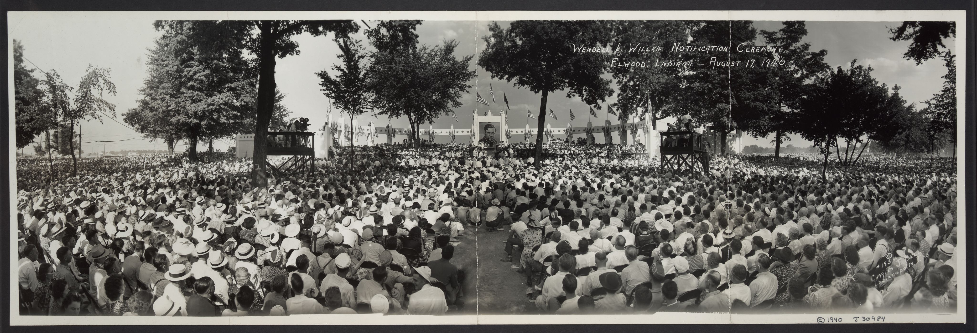 The official notification ceremony of the Republican presidential nomination for Wendell Willkie, Elwood, Indiana, August 17, 1940. Image courtesy of the Library of Congress.