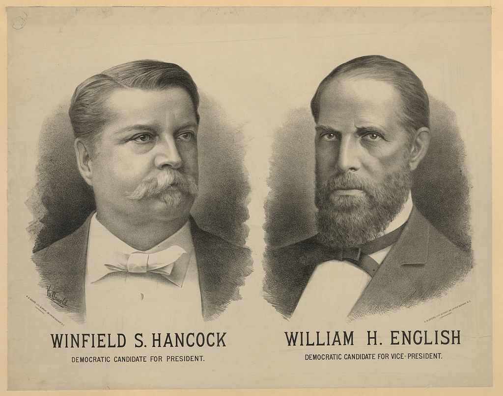 Campaign poster for candidacy of Winfield Scott Hancock and William Hayden English, 1880. Image courtesy of the Library of Congress.