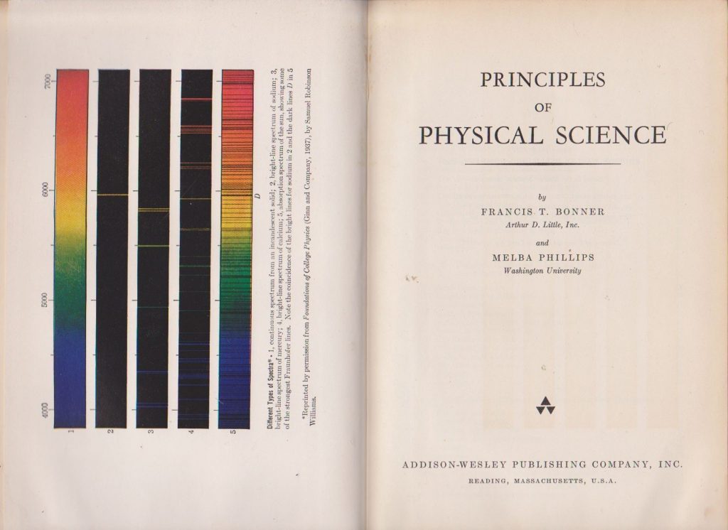 Melab Phillips and Francis T. Bonner, Principles of Physical Science (Reading, MA: Addison-Wesley Publishing Company, Inc., 1957)