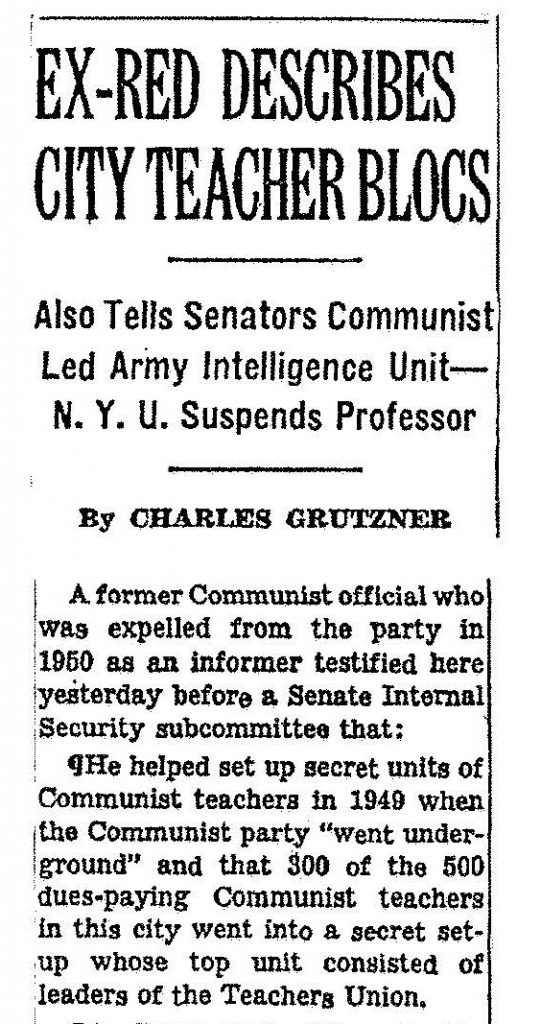 New York Times, October 14, 1952, 1, accessed ProQuest Historical Newspapers.