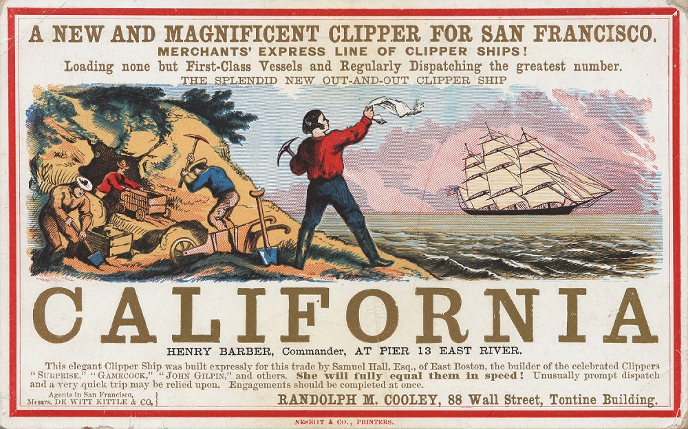 Advertisement, California, Gold Rush, circa 1850