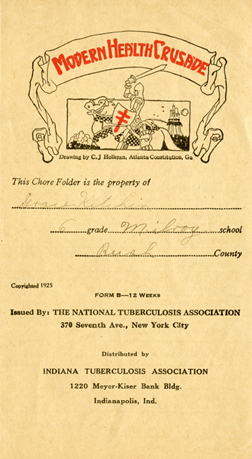Modern Health Crusade pamphlet. In the mid-1920s, the Delaware County Tuberculosis Association won the state award for the highest percentage of student participants in the program